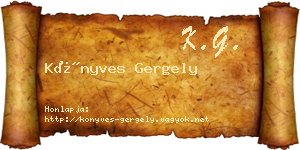 Könyves Gergely névjegykártya